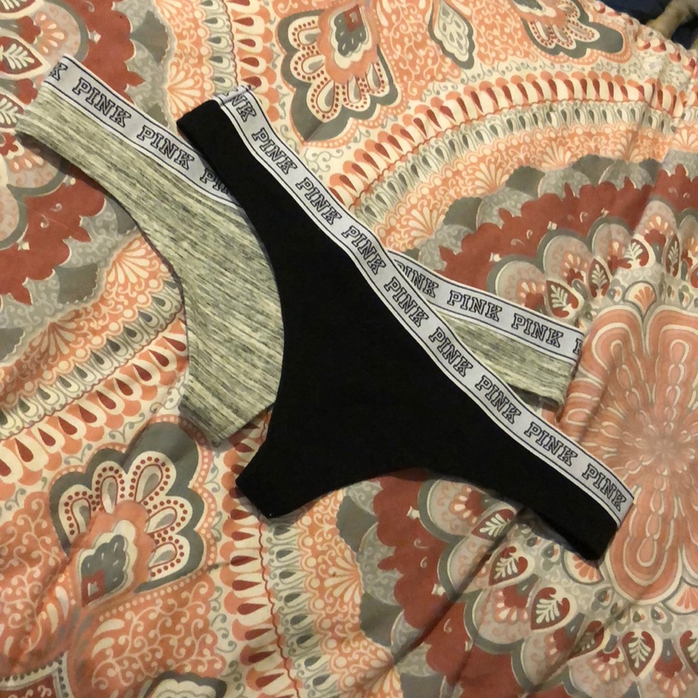 Gray and black PINK thong